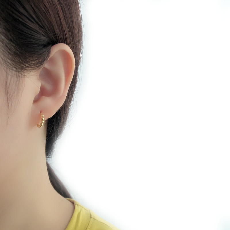INS Simple Circle Ballpoint Ear Clip S925 Silver Earrings