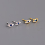 INS Devil Eye Pave cz S925 Silver Stud Earrings