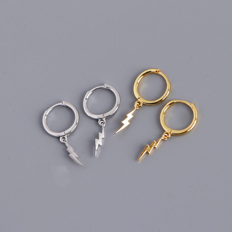 INS Simple Lightning Ear Clip S925 Silver Earrings