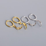 Geometric Baroque Style Moon Ear Clip S925 Silver Earrings