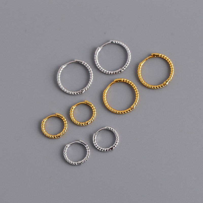 Geometric Circular Twist Ear Clip S925 Silver Earrings