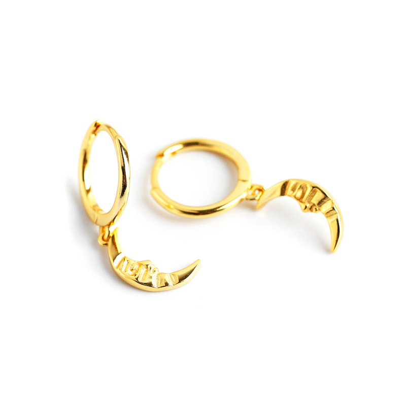Geometric Baroque Style Moon Ear Clip S925 Silver Earrings