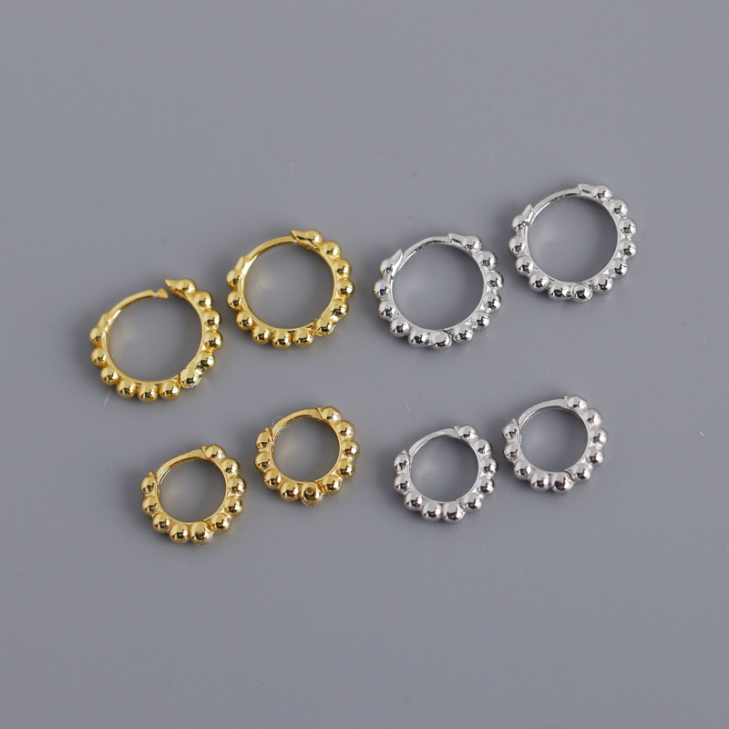 INS Simple Circle Ballpoint Ear Clip S925 Silver Earrings