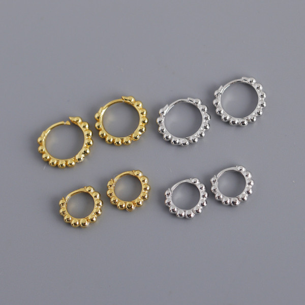 INS Simple Circle Ballpoint Ear Clip S925 Silver Earrings
