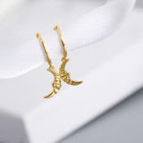Geometric Baroque Style Moon Ear Clip S925 Silver Earrings