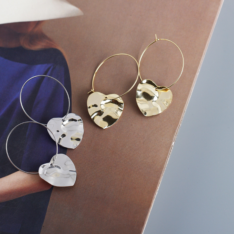 Simple Heart Wave Surface S925 Silver Earrings