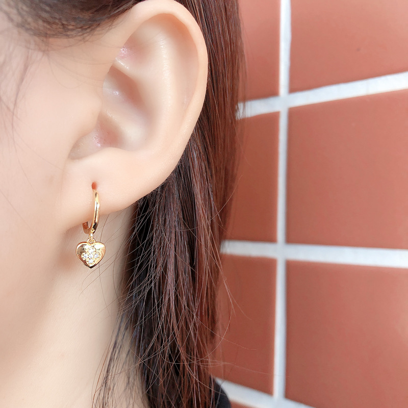Clover Pave cz Heart Ear Clip S925 Silver Earrings