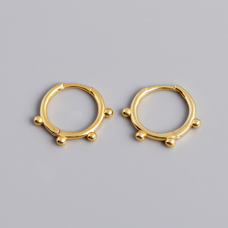 Geometric Circle Ballpoint S925 Silver Earrings