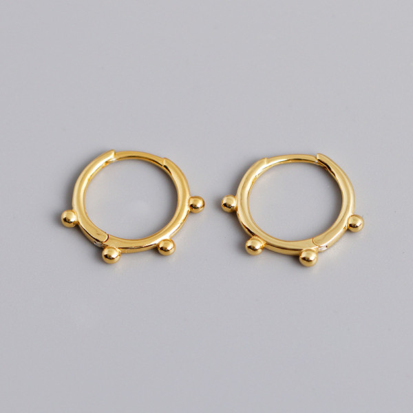 Geometric Circle Ballpoint S925 Silver Earrings
