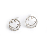 Smile Face Hollow Out S925 Silver Stud Earrings