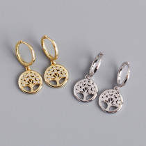 Peace Tree Pave cz Ear Clip S925 Silver Earrings