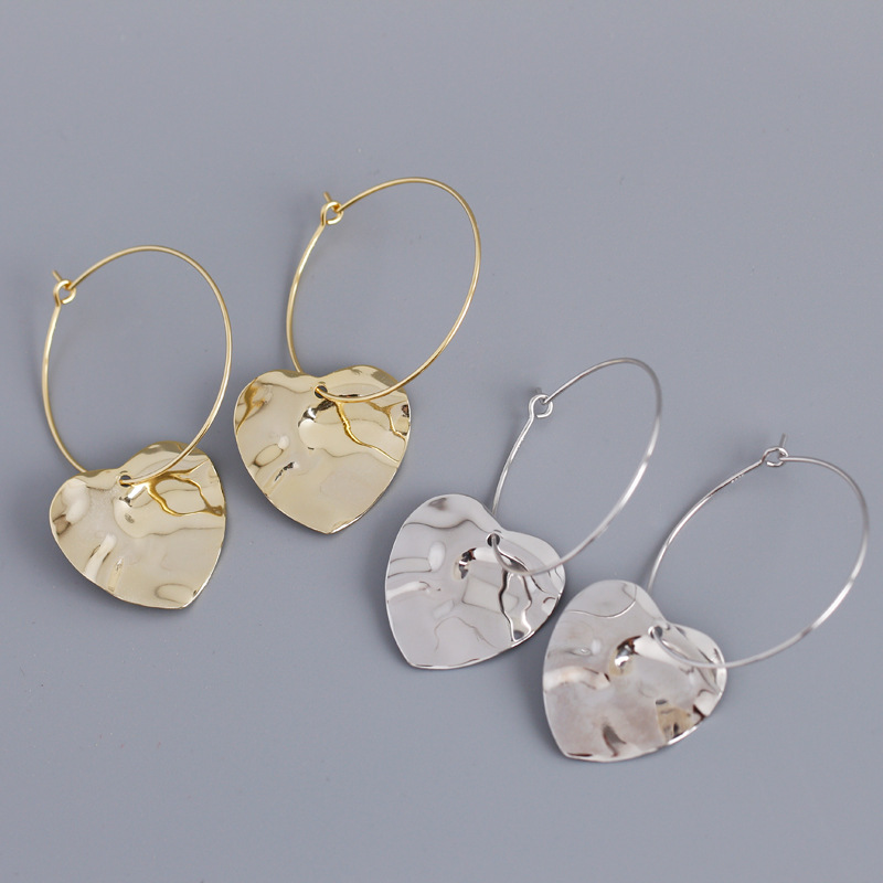 Simple Heart Wave Surface S925 Silver Earrings