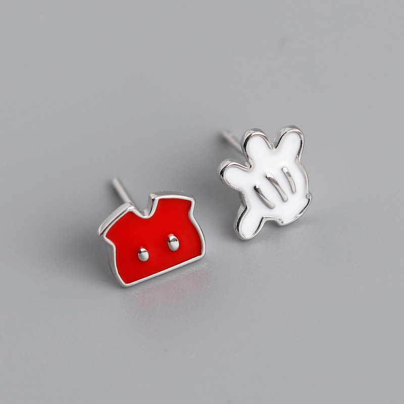 Enamel Adhesive Cartoon S925 Silver Stud Earrings