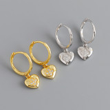 Clover Pave cz Heart Ear Clip S925 Silver Earrings