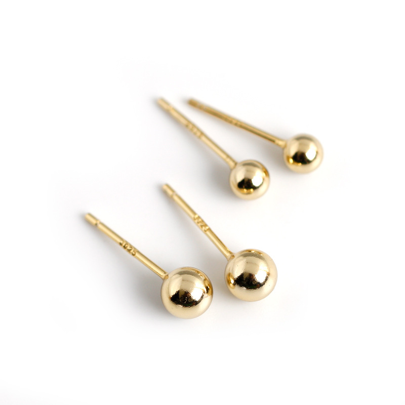 Simple Bead S925 Silver Stud Earrings