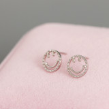 Smile Face Hollow Out S925 Silver Stud Earrings