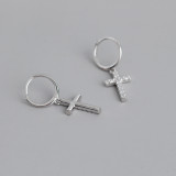 Cross Pave cz Ear Clip S925 Silver Earrings