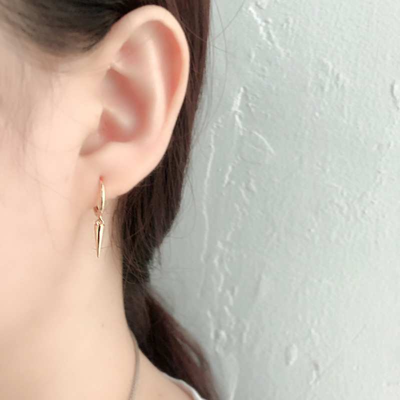 Rivet Cone Ear Clip Eardrop S925 Silver Earrings
