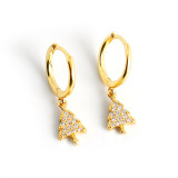 Chrismas Tree Ear Clip Pave cz S925 Silver Earrings