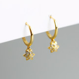 Hexagram Eardrop Ear Clip Pave cz S925 Silver Earrings