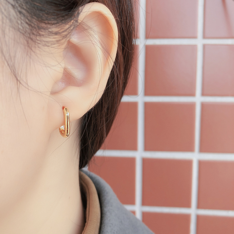 Geometric Oval Ear Clip S925 Silver Earrings