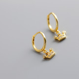 Crown Ear Clip Eardrop Pave cz S925 Silver Earrings