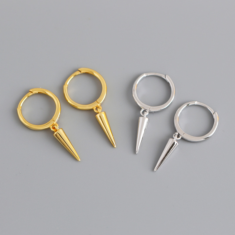 Rivet Cone Ear Clip Eardrop S925 Silver Earrings
