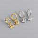 Crown Ear Clip Eardrop Pave cz S925 Silver Earrings