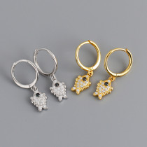 Fish Ear Clip Eardrop Pave cz S925 Silver Earrings