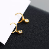 Pave White Stone Ear Clip Eardrop S925 Silver Earrings