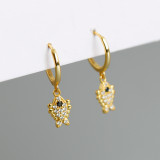 Fish Ear Clip Eardrop Pave cz S925 Silver Earrings