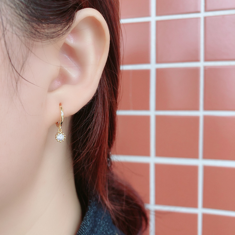 Pave White Stone Ear Clip Eardrop S925 Silver Earrings