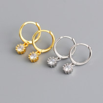 Pave White Stone Ear Clip Eardrop S925 Silver Earrings