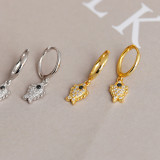 Fish Ear Clip Eardrop Pave cz S925 Silver Earrings