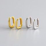 Geometric Oval Ear Clip S925 Silver Earrings