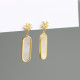 Star White shell Stone Square Pave cz S925 Stud Earrings