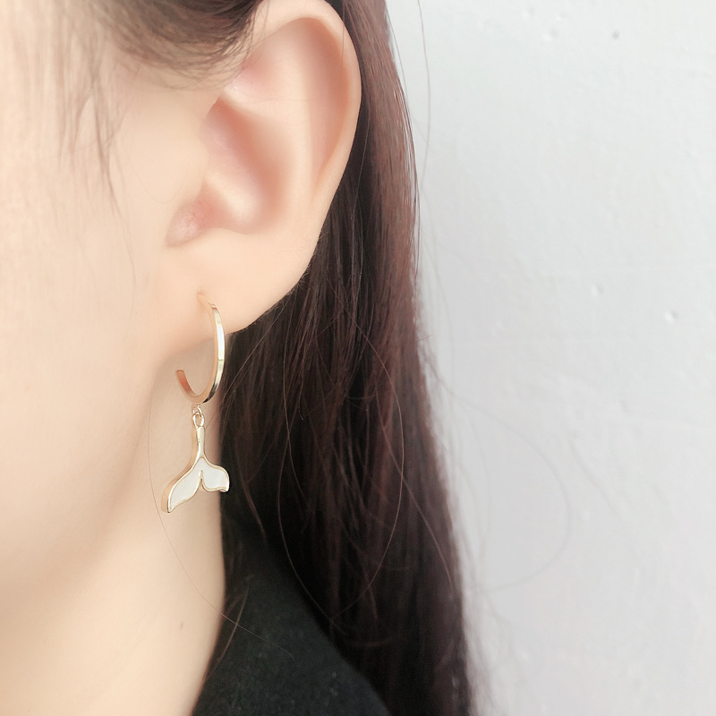 Mermaid Tail White shell Stone S925 Stud Earrings