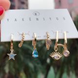Set star charm , eye charm earring