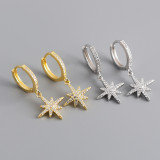 Anise Star Ear Clip Eardrop Pave cz S925 Silver Earrings