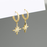 Anise Star Ear Clip Eardrop Pave cz S925 Silver Earrings
