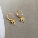 Coconut Tree Ear Clip Eardrop Pave cz S925 Silver Earrings