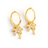 Coconut Tree Ear Clip Eardrop Pave cz S925 Silver Earrings
