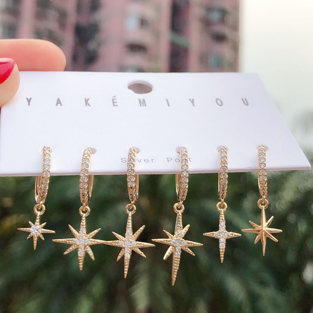 Set mess star charms earring