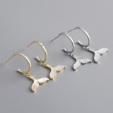 Mermaid Tail White shell Stone S925 Stud Earrings