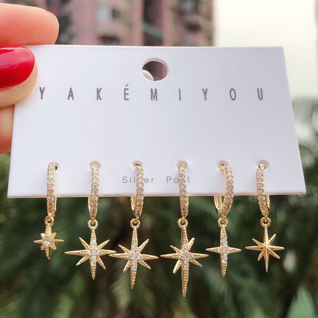 Set mess star charms earring