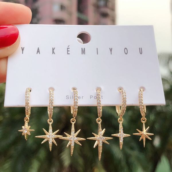 Set mess star charms earring