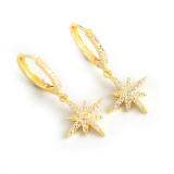 Anise Star Ear Clip Eardrop Pave cz S925 Silver Earrings