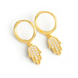 Palm Charm Ear Clip Eardrop Pave cz S925 Silver Earrings