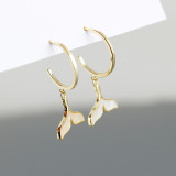 Mermaid Tail White shell Stone S925 Stud Earrings