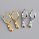 Pineapple Charm Ear Clip Pave cz S925 Earrings